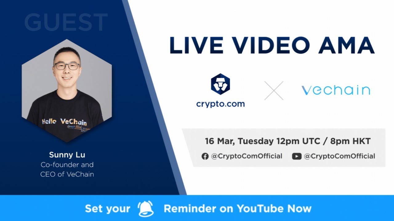 cryptocom's tweet card. [VET] - Live Video AMA with Sunny Lu, Co-founder and CEO of VeChain