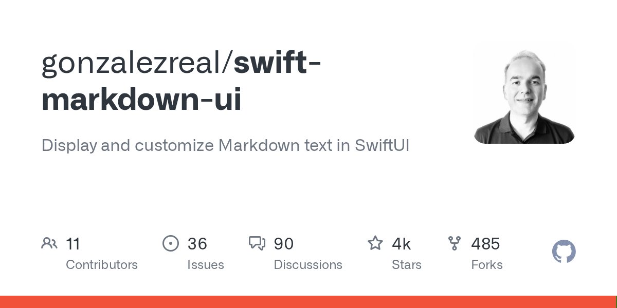 metropol's tweet card. Display and customize Markdown text in SwiftUI. Contribute to gonzalezreal/swift-markdown-ui development by creating an account on GitHub.