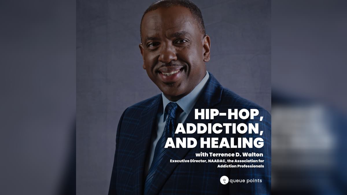 queuepointspod's tweet card. In this episode of Queue Points, we explore the complex relationship between hip-hop culture and substance use disorders in Black communities with addiction...