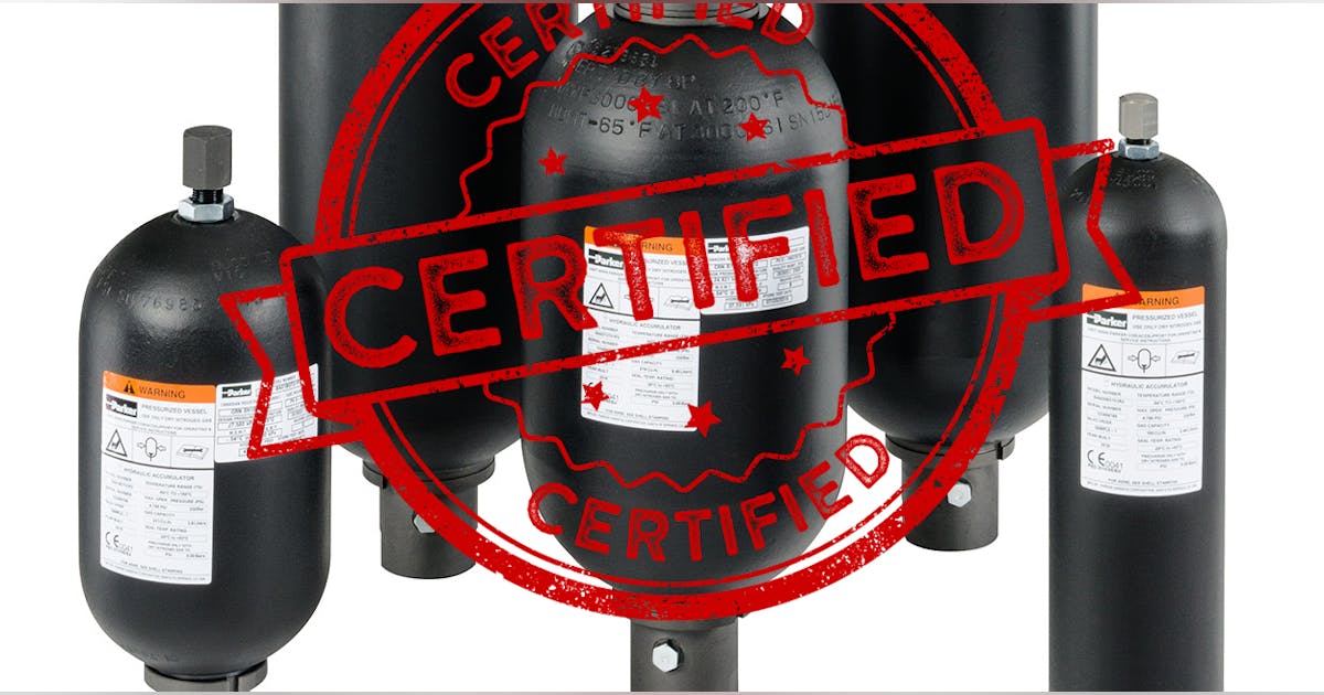 PowerMotionTech's tweet card. Accumulators are pressure vessels, so they must be certified for the country in which they will be used. This isn’t a problem for equipment sold and used in the U.S., but what...