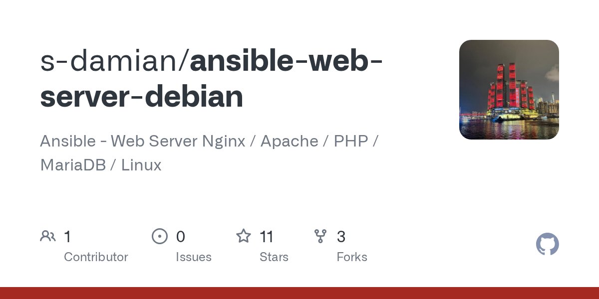 StephenPHP's tweet card. Ansible - Web Server Nginx / Apache / PHP / MariaDB / Linux - s-damian/ansible-web-server-debian