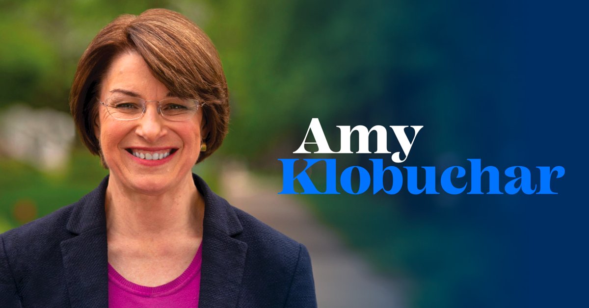 amyklobuchar's tweet card. Amy has always sought to stand up for families and workers, find common ground and work to deliver results on our country’s most pressing issues, including ensuring affordable health care and...