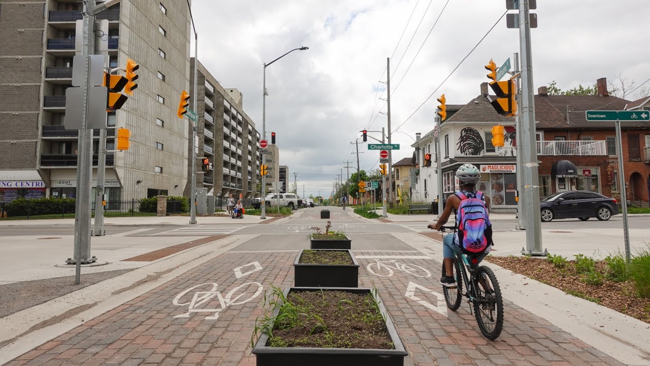 MultiModalExp's tweet card. Bethune Street Bicycle Boulevard (Peterborough, ON - May 2024)