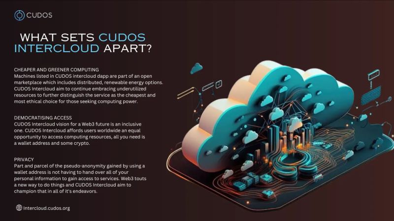 heisgero's tweet card. WHAT SETS CUDOS INTERCLOUD APART? CUDOS Intercloud is revolutionizing the realm of AI applications by presenting a decentralized substitute to the conventional centralized cloud services. Let's delve...