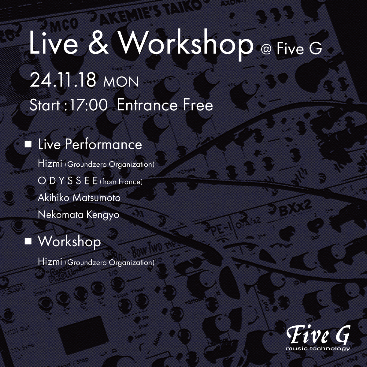 nekomata_kengyo's tweet card. Five G ライブ＆ワークショップイベント開催！@24.11.18(月)