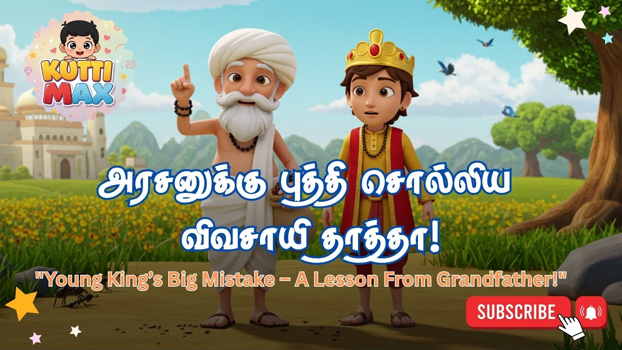 KuttiMaxTamil's tweet card. "அரசனுக்கு புத்தி சொல்லிய விவசாயி தாத்தா!" | "The Grandpa Who Saved...