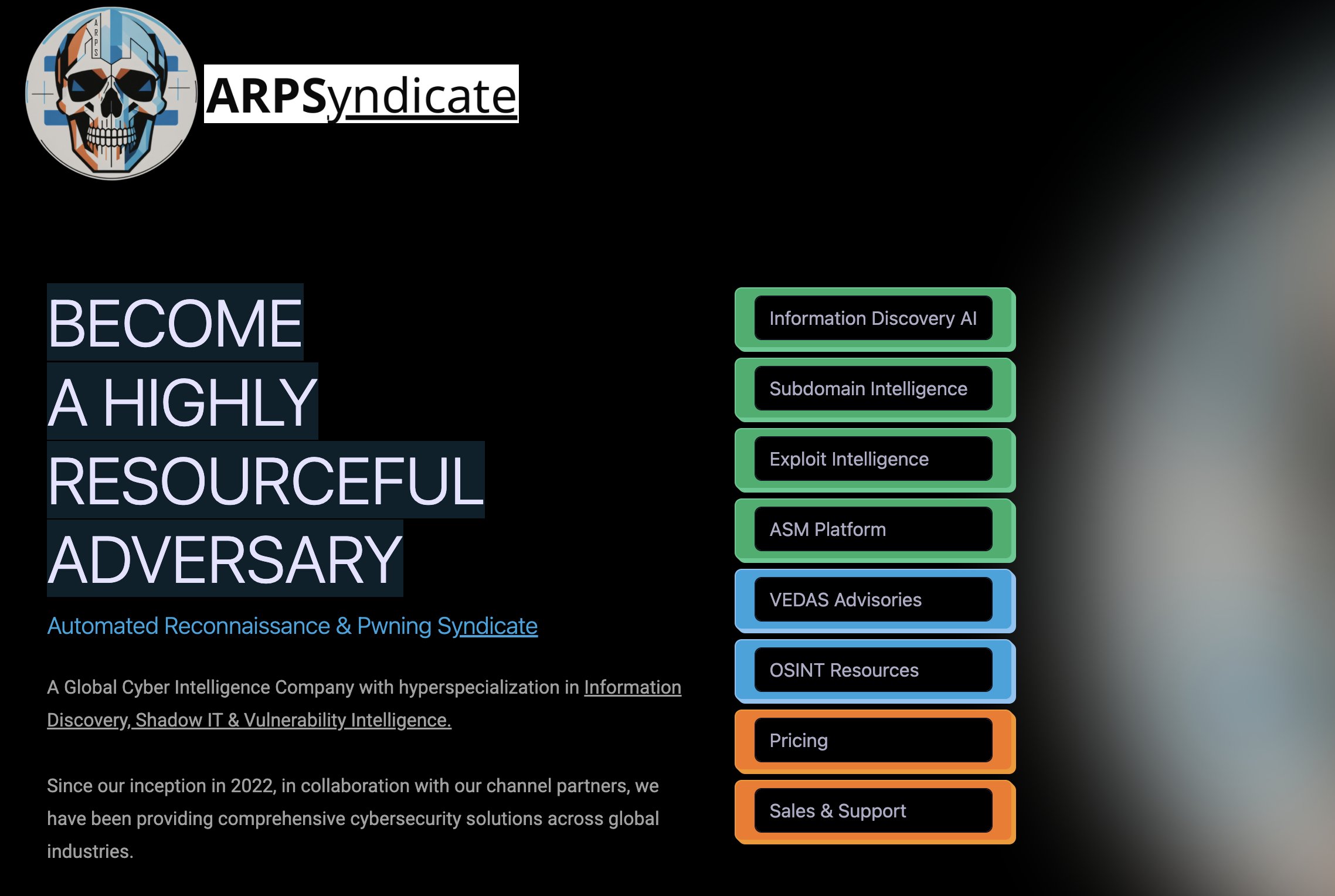 arpsyndicate's tweet card. A.R.P. Syndicate is A Global Cyber Intelligence Company with hyperspecialization in Information Discovery, Shadow IT & Vulnerability Intelligence.