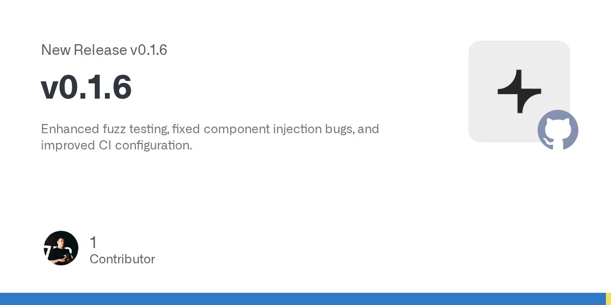darkresearchai's tweet card. Enhanced fuzz testing, fixed component injection bugs, and improved CI configuration.