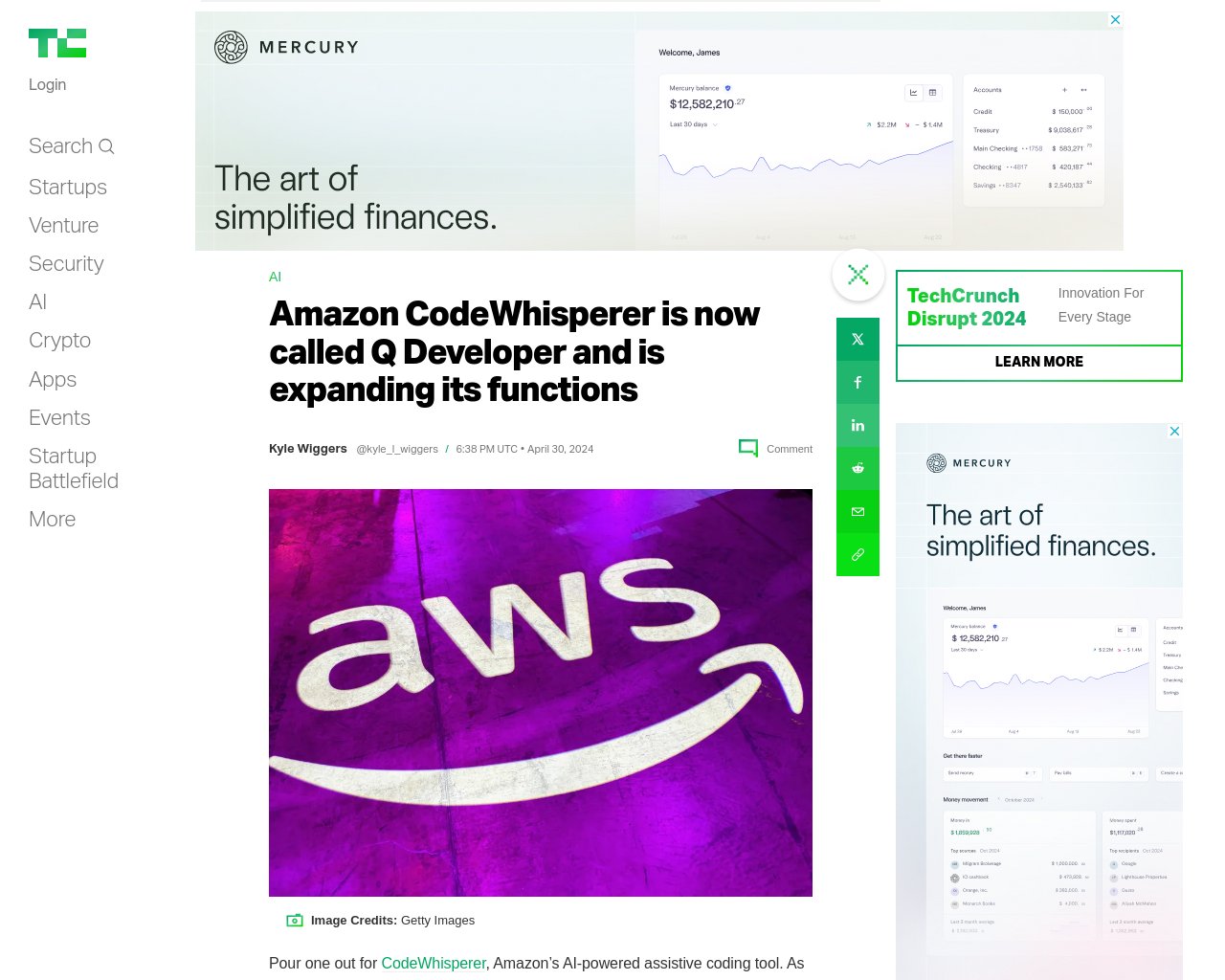 managetech_inc's tweet card. Amazon の AI 搭載のコーディング支援ツール、CodeWhisperer に乾杯。今日現在、このツール