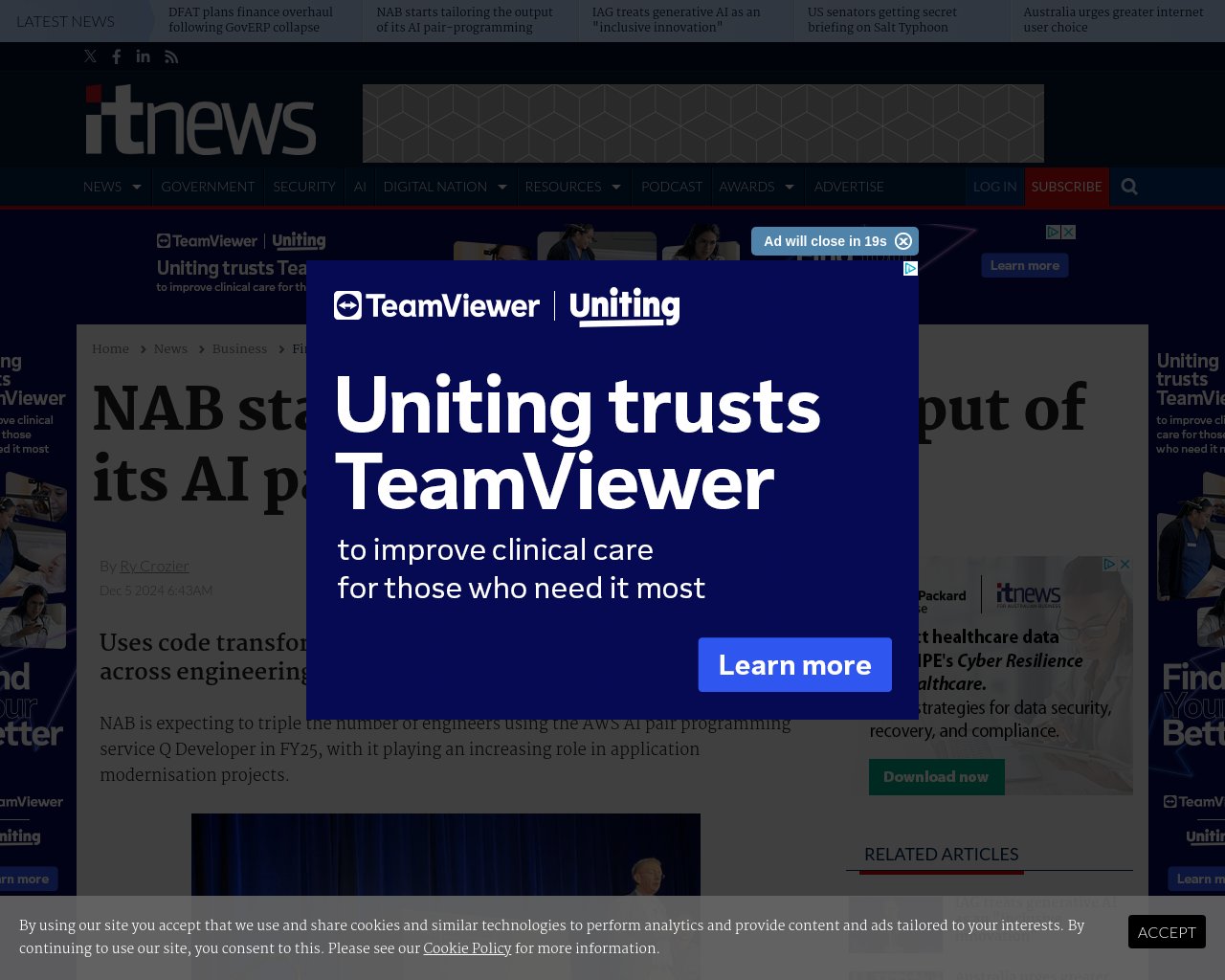 managetech_inc's tweet card. NABは、AWS AIペアプログラミングサービスであるQ Developerを使用するエンジニア数をFY25に