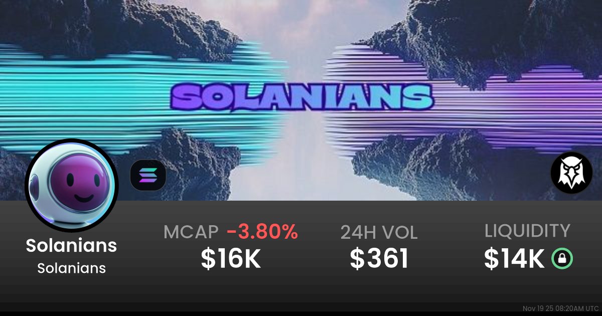 LeWo0oWeL's tweet card. $0.00001678 Solanians (Solanians) realtime price charts, trading history and info - Solanians / SOL on Solana / PumpSwap