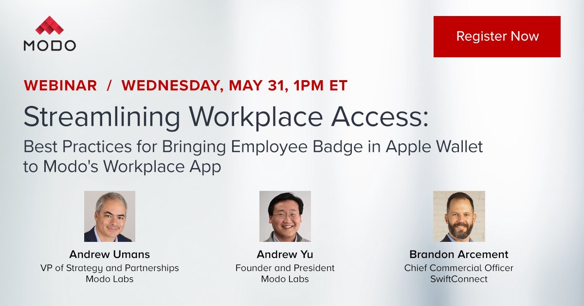 modolabs's tweet card. Our panel of experts will share their insights and experience integrating employee badge in Apple Wallet and a workplace app, including real-world examples of successful integration and the benefits...
