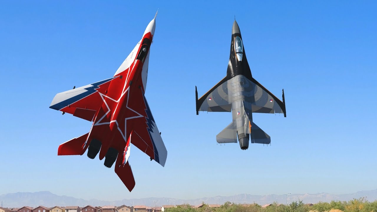 Essential_RC's tweet card. FANTASTIC Russian Mikoyan MiG-29 and F-16 FORMATION PAIR/DUO with OVT...