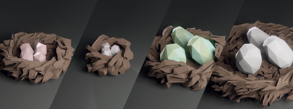 pulsarbytes's tweet card. The bird nest generator is capable of creating an unlimited variety of stylized low poly bird nests!Due to a variety of settings it's easy to use and you can start creating right away. The nest gen...