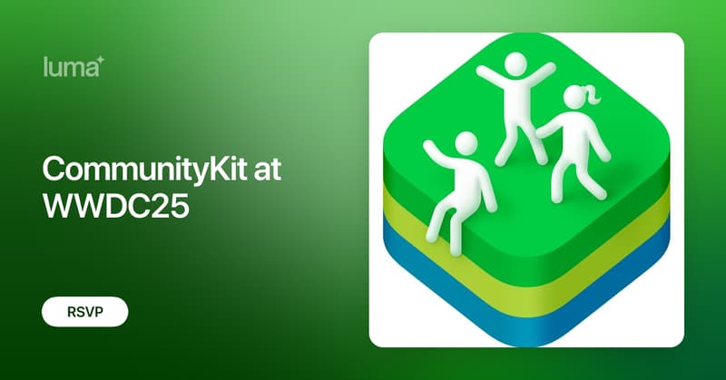 mikaela__caron's tweet card. If you're in town for WWDC25, you're welcome at CommunityKit – we'll be hosting WWDC25 keynote & SOTU watch party, meetups, workshops, hackathons, and more, so…