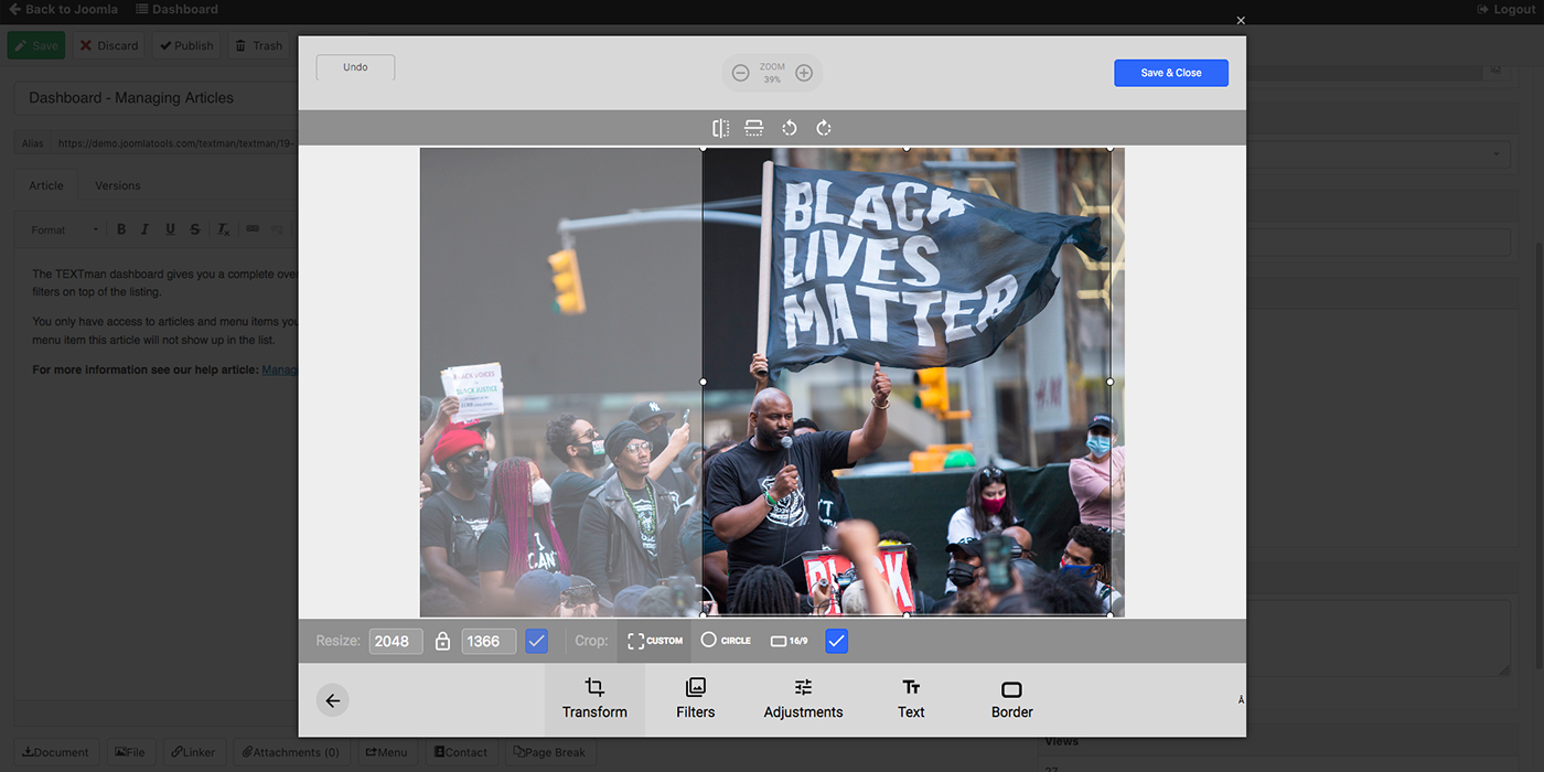 joomlatools's tweet card. Joomlatools Connect now has a much more powerful photo editor with transformations, adjustments, filters, text overlays and more.
