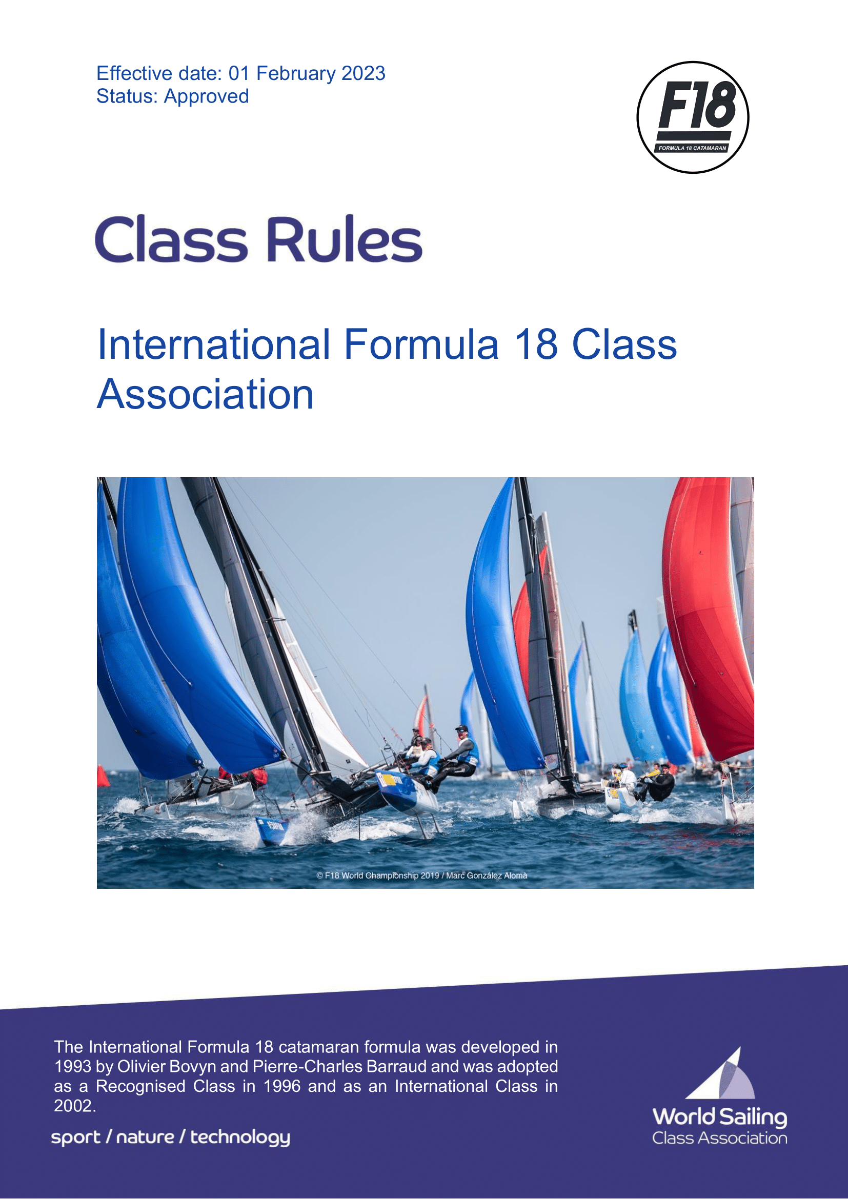 Formula18Class's tweet card. Following fruitful exchanges with World Sailing Technical Department, and thanks to our SecGen hard work, our update Class Rules are