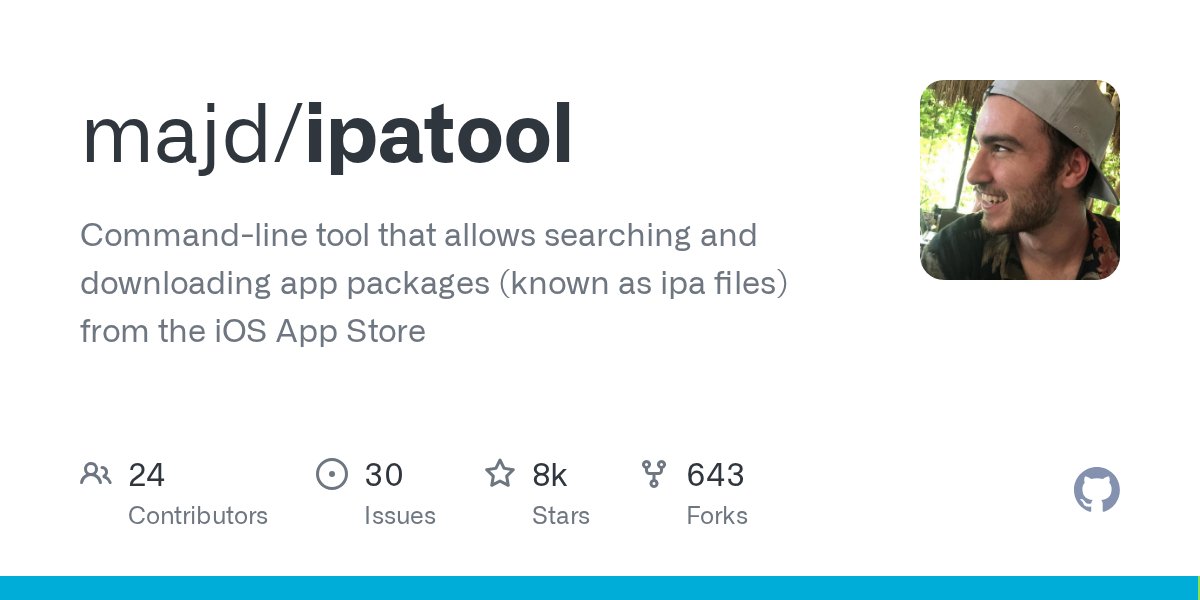ROHITSH42367350's tweet card. Command-line tool that allows searching and downloading app packages (known as ipa files) from the iOS App Store - majd/ipatool