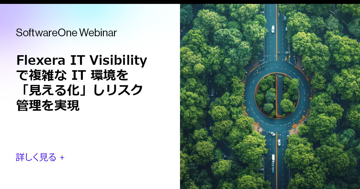 SoftwareONE_JP's tweet card. 本ウェビナーでは、IT資産を可視化できるFlexera IT Visibilityを使用することのメリット、SoftwareOne ITV導入サービスについて、詳しくご紹介します。