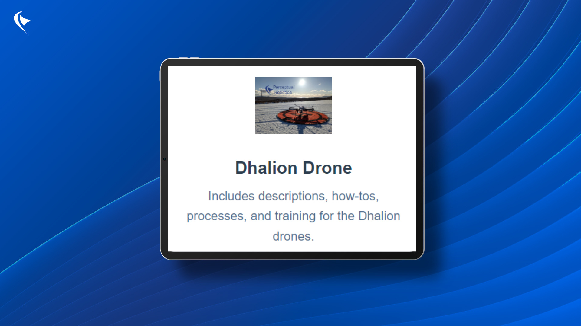Perc_Robotics's tweet card. At Perceptual Robotics, we’ve dedicated significant effort to enhancing our drone knowledge base, ensuring it evolves alongside the needs of our users. The knowledge base has been carefully developed...