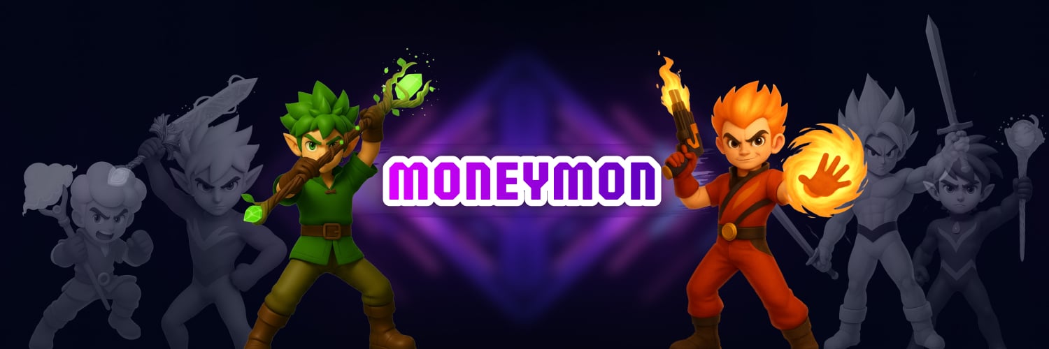 MoneyMonDotFun's tweet card. 🎮 MoneyMon – The Legendary Arena of Gaming 💸 Play & Earn with MoneyMon! 🤑 💎 Collect, ⚔️ Battle, and 🔁 Trade unique NFT heroes. 🛡️ Secure, 😄 Fun, and ✅ Truly Rewarding. 🚀 Step into the future...