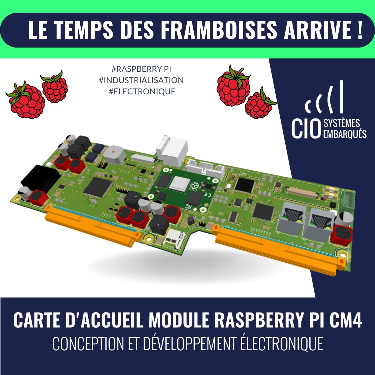 CIO_SysEmb's tweet card. CIO Systèmes Embarqués est expert dans l'intégration de SOM/SOC/COM, cette carte d'accueil pour module Raspberry Pi CM4 en est la preuve. Cette carte est aujourd'hui utilisée par notre client en tant...