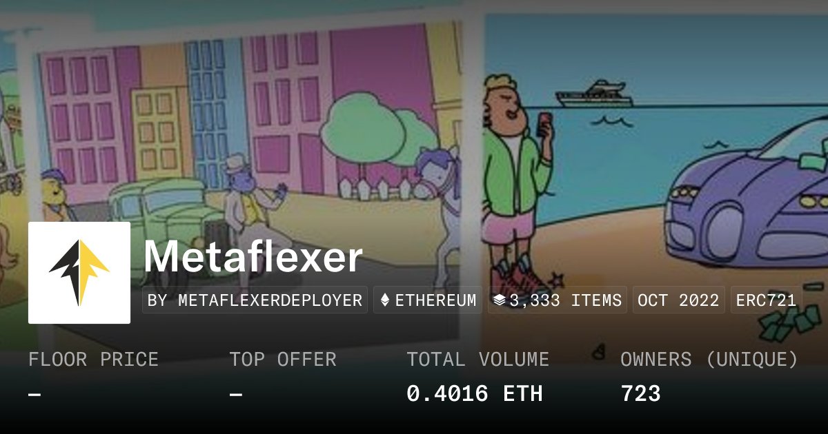 xmasterETH's tweet card. Supply - 3333. Metaflexer is a web3 brand aimed to be the best place for NFT flexers.