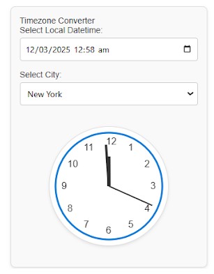 PCFGallery's tweet card. A control that allows users to select a local datetime and a city to view the corresponding time in that time zone. Additionally, it features an analog clock that updates dynamically based on the...