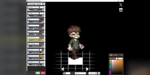 Darkand18's tweet card. a charater generator tool for any pixel art game