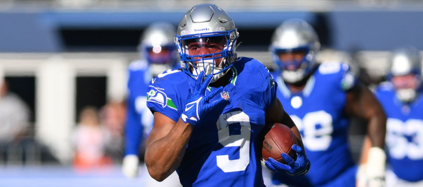 FantasyProsHub's tweet card. Two fantasy football average draft position (ADP) values, two likely-to-bust candidates and two potential sleepers from the NFC West.