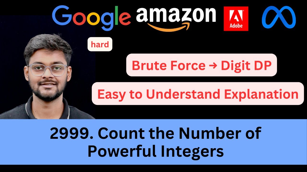 codeharmonyHQ's tweet card. LeetCode 2999 Count the Number of Powerful Integers | Easy Brute...