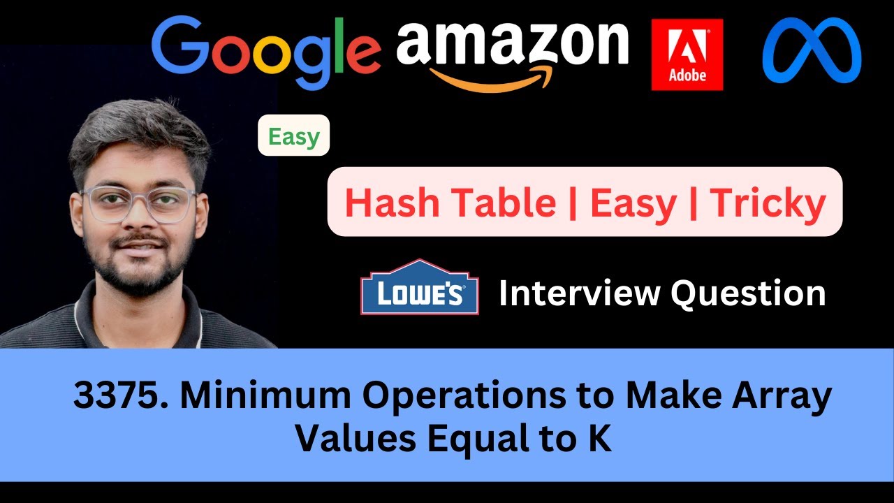 codeharmonyHQ's tweet card. LeetCode 3375 Minimum Operations to Make Array Values Equal to K |...