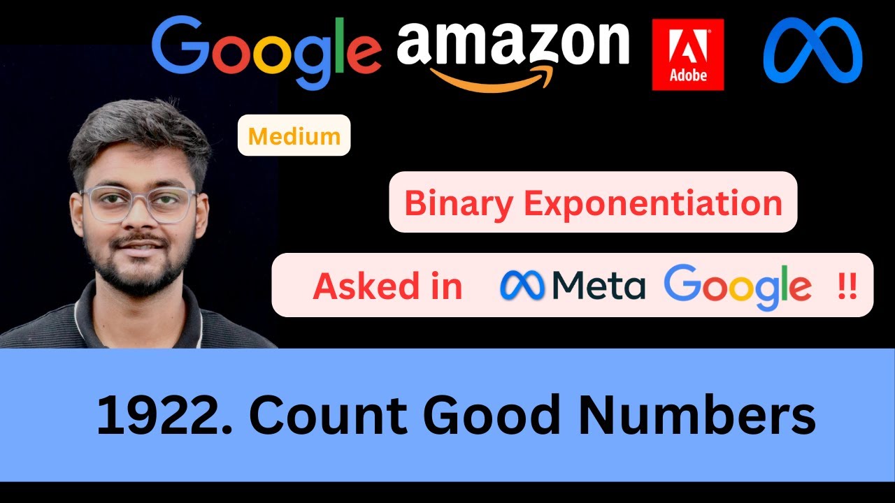 codeharmonyHQ's tweet card. LeetCode 1922 Count Good Numbers | Binary Exponentiation | Detailed...
