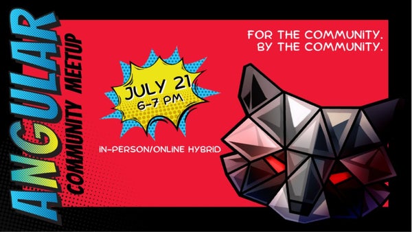 angular_meetup's tweet card. Angular Devs!! We're pumped to announce our **first in-person / hybrid Angular event since 2020**! Whether you want to connect face-to-face or join virtually, we've got yo