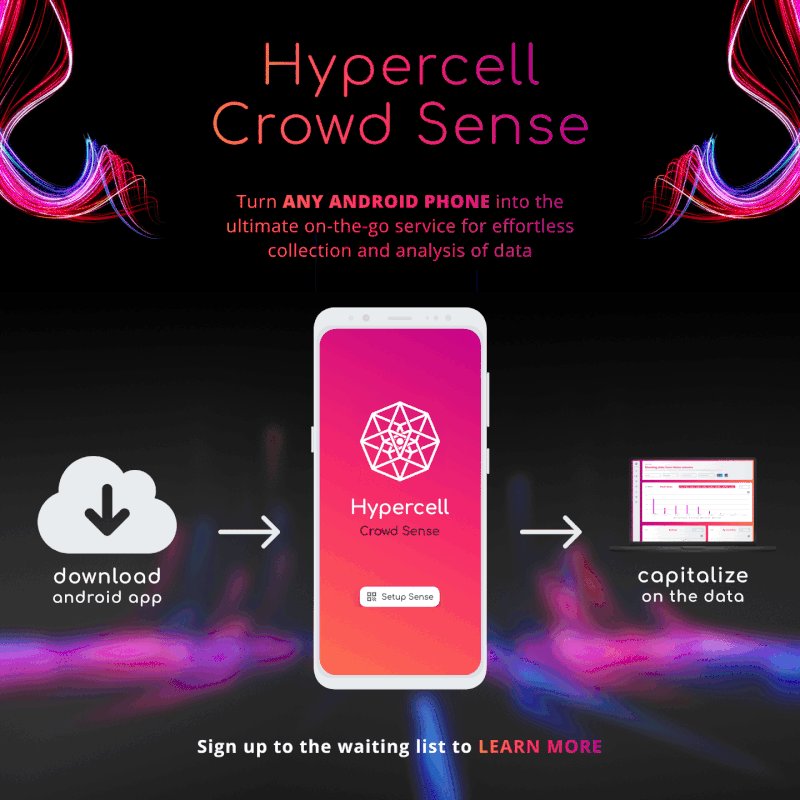 hypercellai's tweet card. 🔥 BIG NEWS ALERT 🔥 Smartphone as a sensor - are you ready? Introducing Hypercell Crowd Sense - the ultimate on the go service for enabling effortless data collection and making #audiencemeasurement...