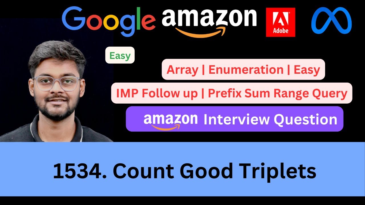 codeharmonyHQ's tweet card. LeetCode 1534 Count Good Triplets | Easy | Medium Follow up with...