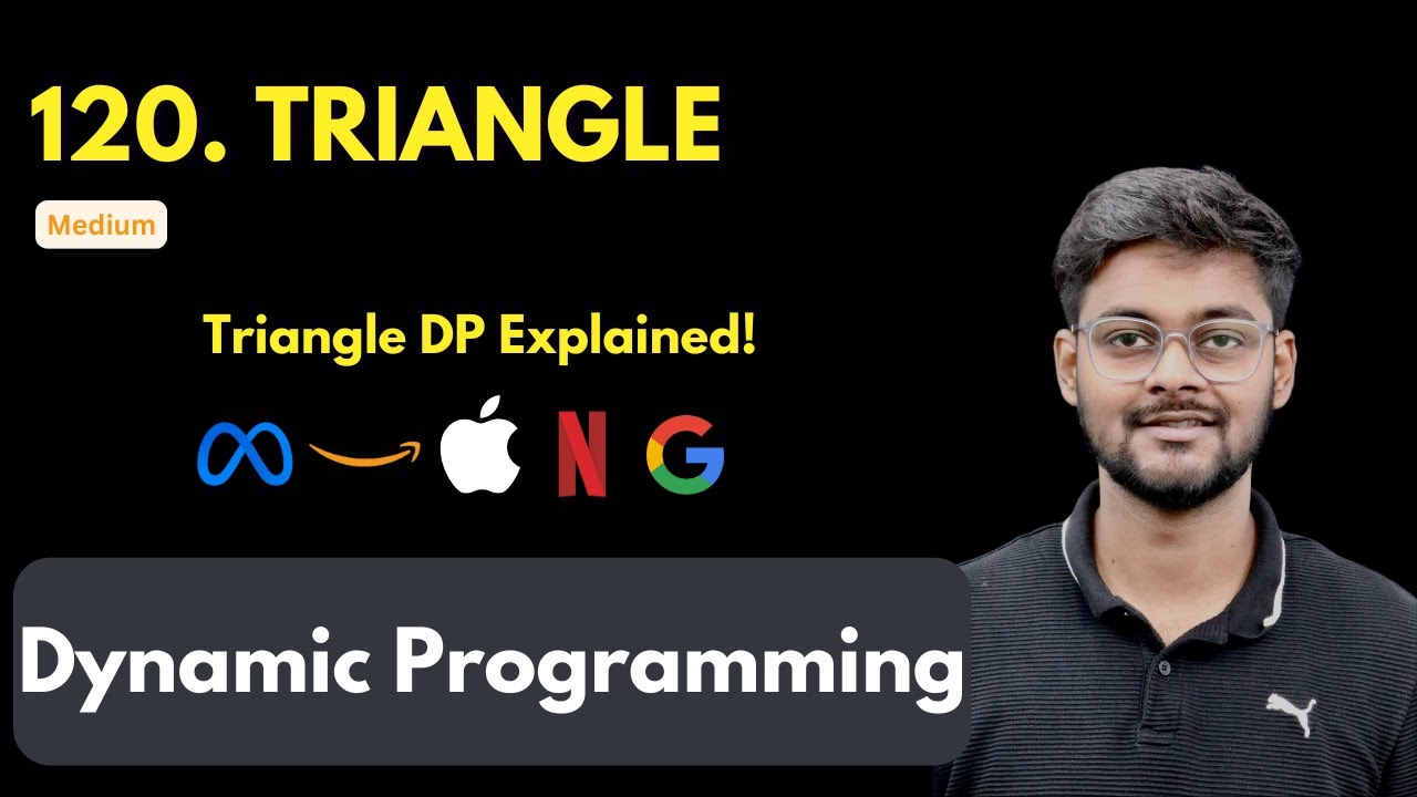 codeharmonyHQ's tweet card. LeetCode 120 Triangle | Dynamic Programming | Easy to Understand