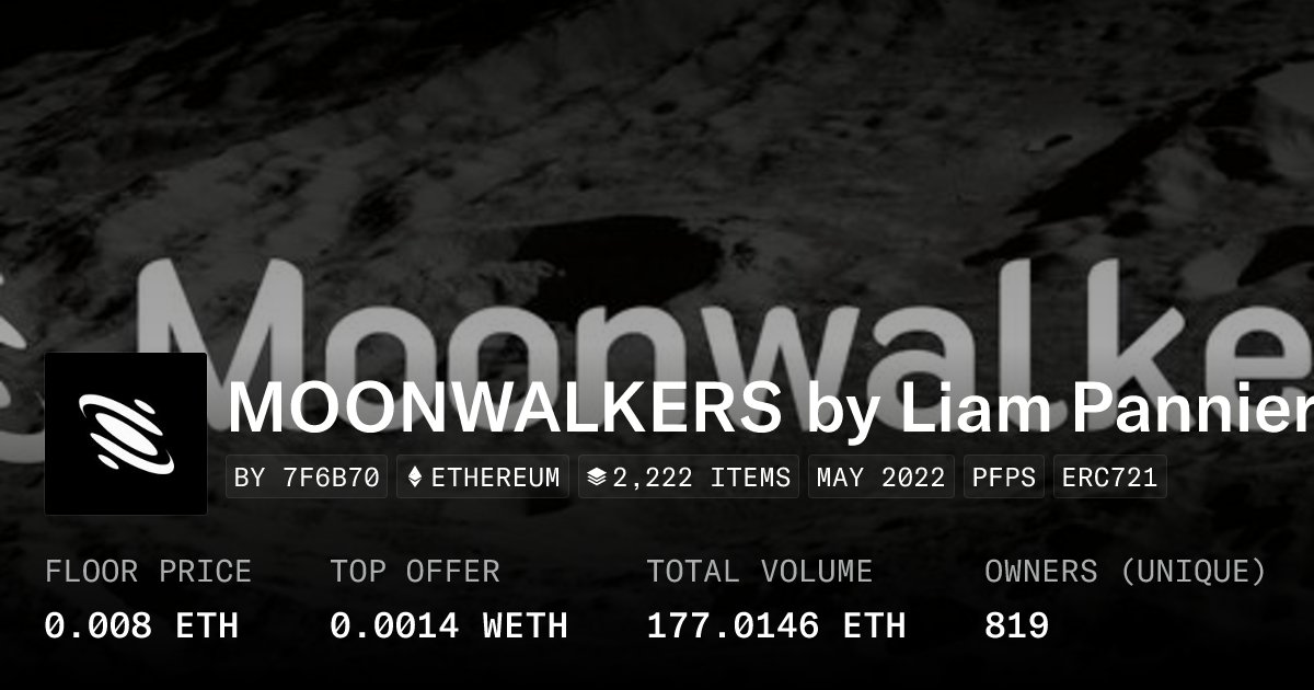 moonwalkersoff's tweet card. MOONWALKERS is a collection of 2.222 unique collectibles on the Ethereum Blockchain, created by world renowned 3D artist Liam Pannier.