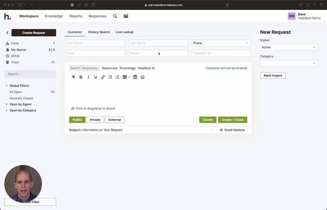 helpspot's tweet card. Request Hotkeys in HelpSpot