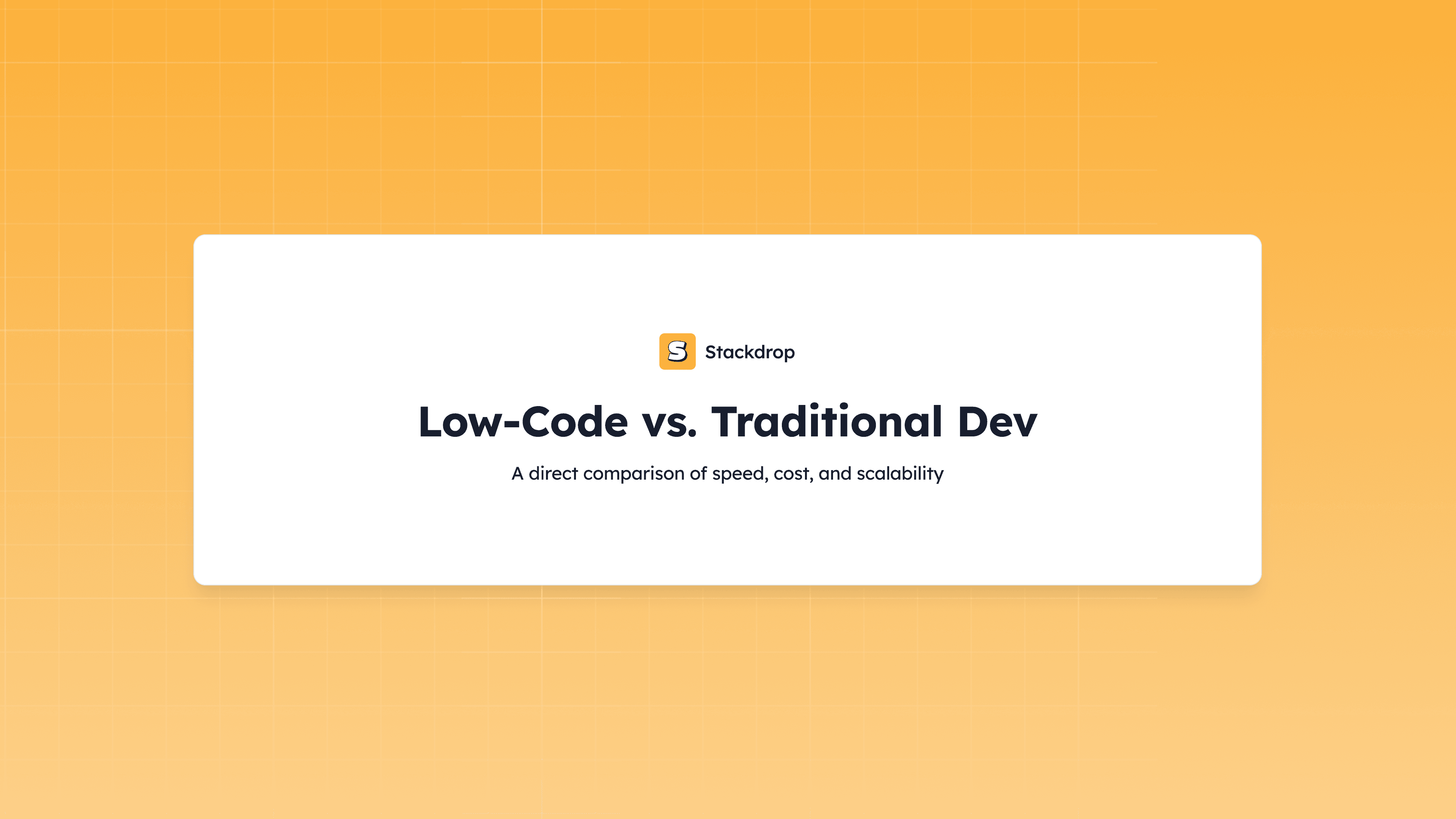 stackdropHQ's tweet card. A technical comparison of low-code and code-first across speed, TCO, flexibility, security, and lock-in, with a practical decision matrix and checklist