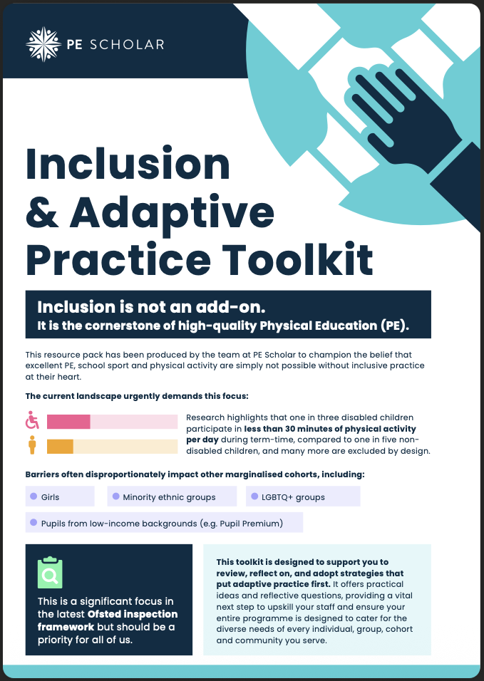 PEScholar's tweet card. This toolkit contains invaluable support, advice and signposting to help you reflect on your current provision and then improve both your day-to-day