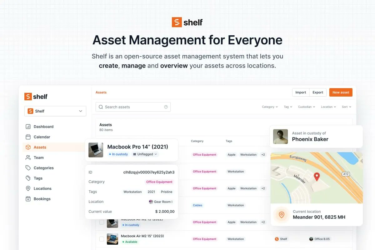 DevinHaney38103's tweet card. Streamline your asset management with Shelf's intuitive, open-source platform. Track, manage, and optimize your equipment effortlessly. Start your free trial today!