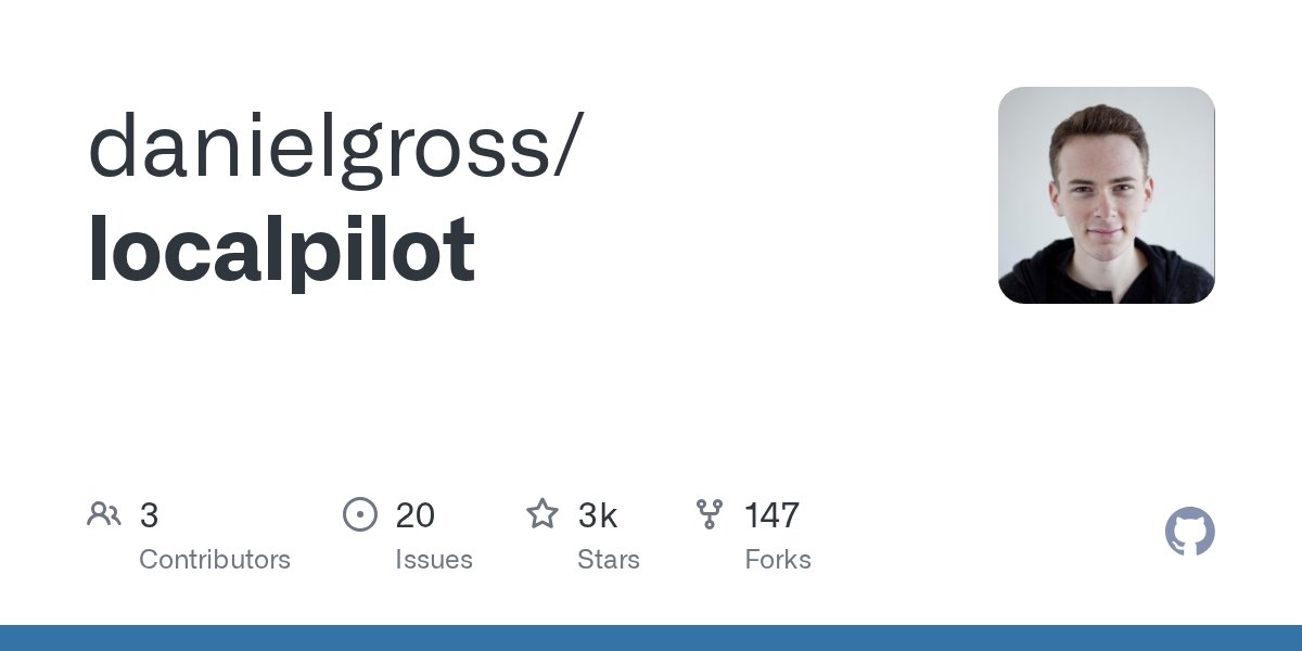 danielgross's tweet card. Contribute to danielgross/localpilot development by creating an account on GitHub.