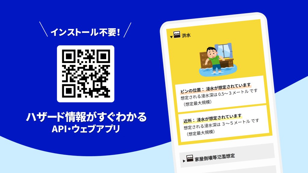 utsuken_tokai's tweet card. 自宅や滞在先、その周辺の風水害・津波ハザード情報をすぐに確認できるAPIと、これを活用したウェブアプリを開発しました。