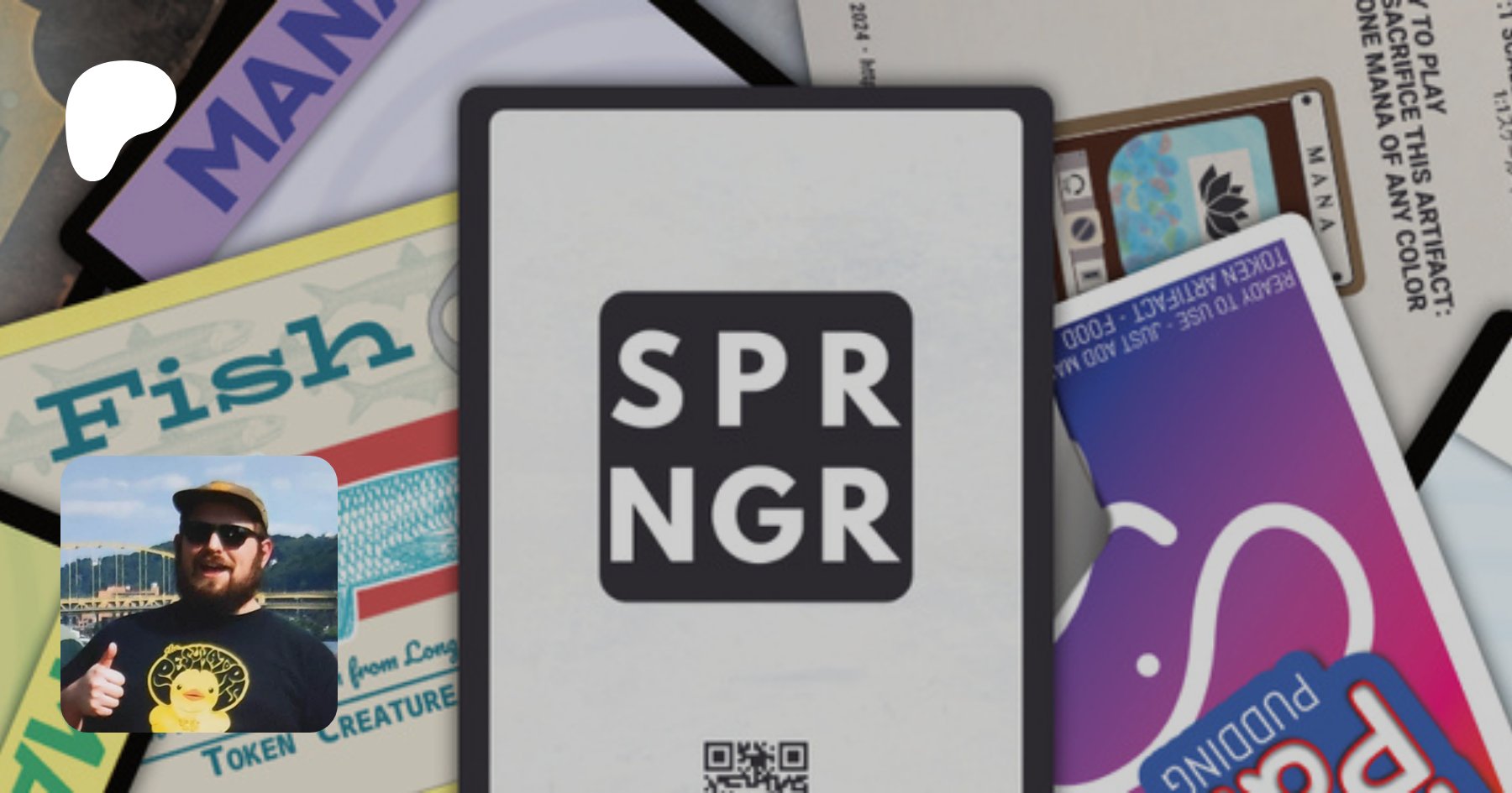 sprngr_'s tweet card. making small batch MTG tokens and stuff