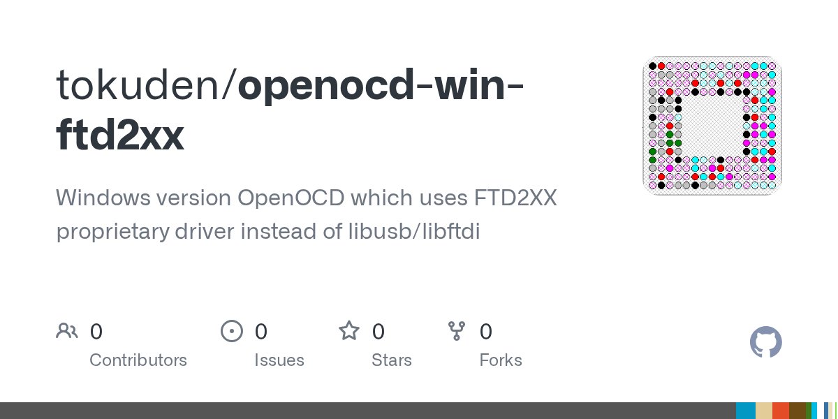 nahitafu's tweet card. Windows version OpenOCD which uses FTD2XX proprietary driver instead of libusb/libftdi - tokuden/openocd-win-ftd2xx