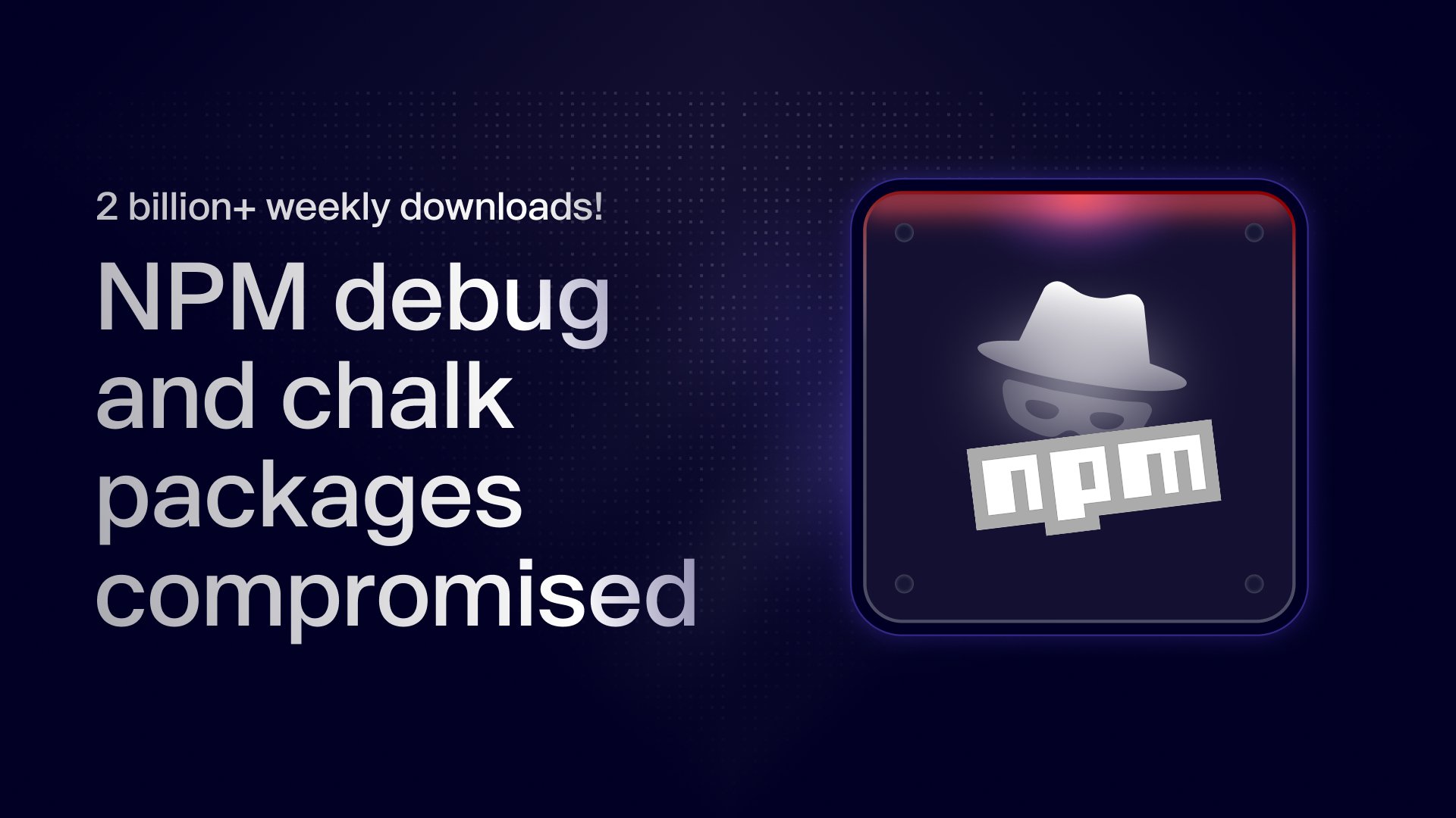 yousukezan's tweet card. The popular packages debug and chalk on npm have been compromised with malicious code