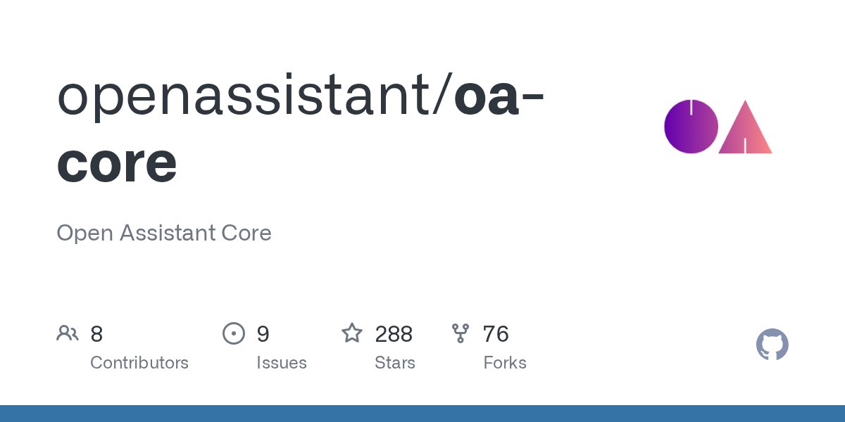 open_assistant's tweet card. Open Assistant Core. Contribute to openassistant/oa-core development by creating an account on GitHub.