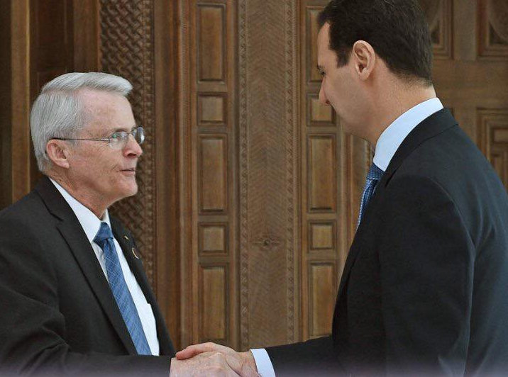 maddow's tweet card. Dick Black bent over backwards to defend Syria’s dictator.