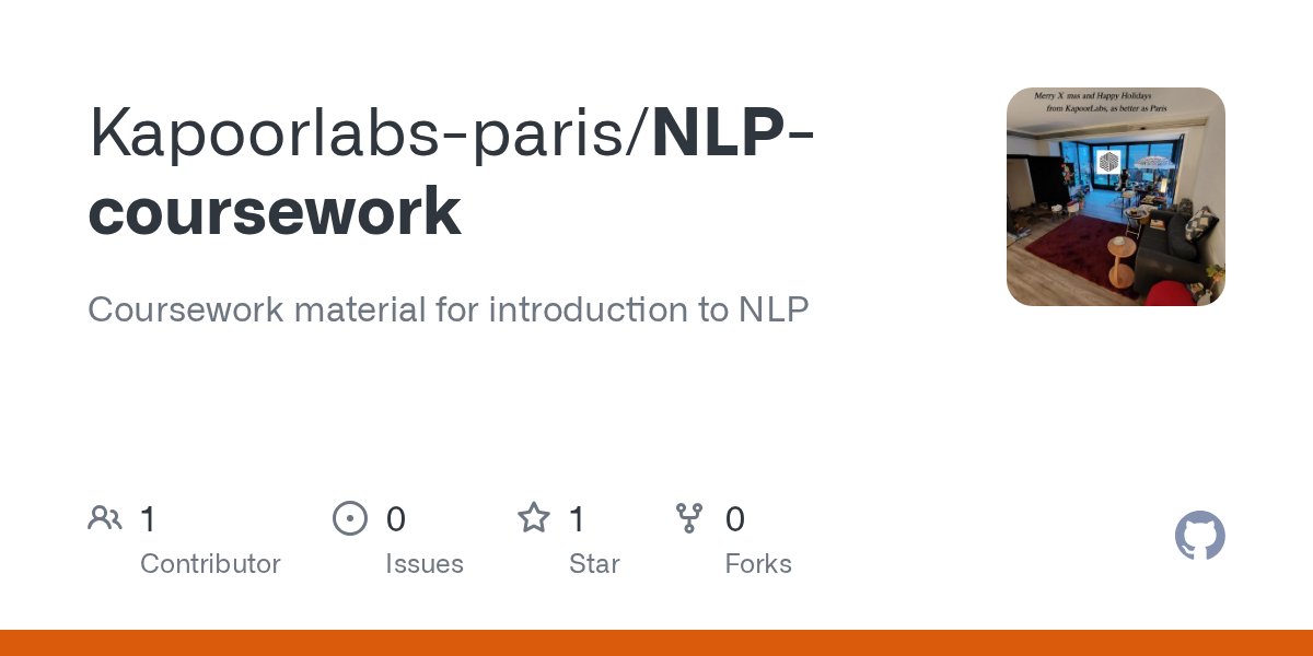 ClassroomAI's tweet card. Coursework material for introduction to NLP. Contribute to Kapoorlabs-paris/NLP-coursework development by creating an account on GitHub.